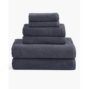 NEW UNDER THE CANOPY textured organic cotton 6-piece bath towel set in charcoal